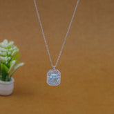 Blue Solitaire  Princess Pendant Chain For Women